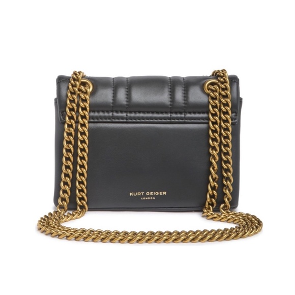 PRICE FIRM Kurt Geiger Mini Kensington Union Jack Black Leather Convertible Bag - Picture 2 of 6